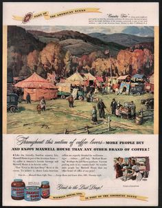 1947 MAXWELL HOUSE Coffee Country Fair Art Vintage AD