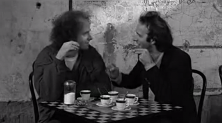 Steven Wright and Roberto Benigni in Coffee and Cigarettes