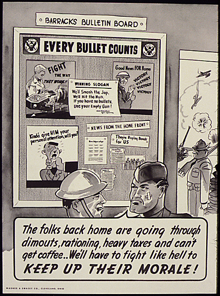 Keep Up Their Morale! poster from the War Production Board 1942–1943.
